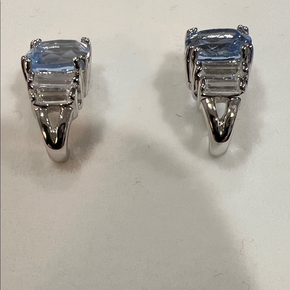 Elegant Sterling Silver and Blue Earrings - Picture 2 of 5